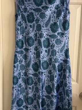 Talbots Light Blue Midi Dress with Dark Teal Floral Print